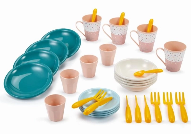 Farverigt plastiksæt til picnic