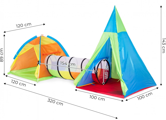 Børnetelt legeplads 3-i-1 iglo tipi tunnel IPLAY