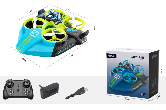 Drone Aelus 3i1 RC med fjernbetjening 18x18x9 cm