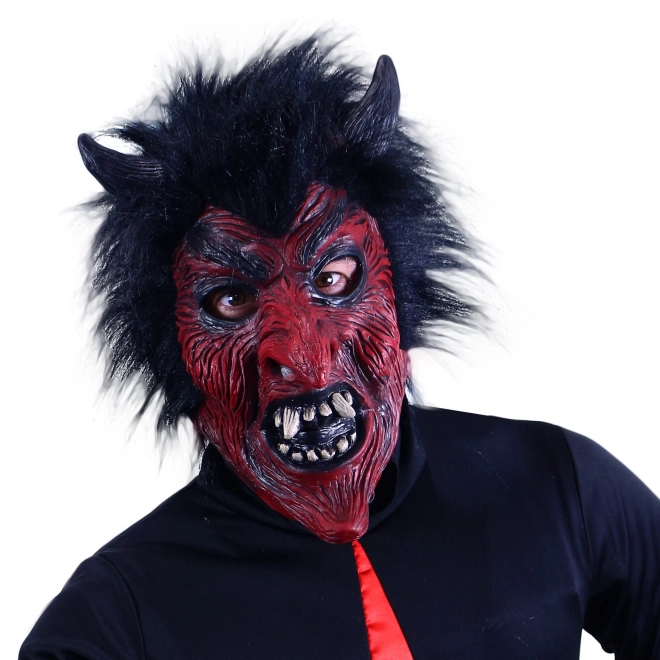 Djævlemaske med hår voksen