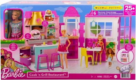 Barbie restaurant – legesæt med tilbehør og dukke