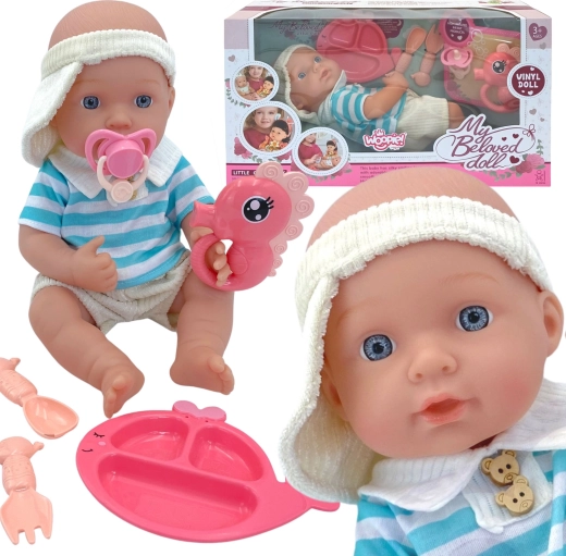 Plejesæt med realistisk baby og tilbehør 30 cm
