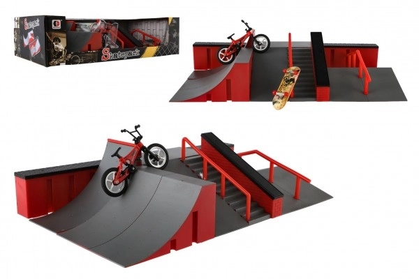 Skatepark - ramper, finger cykel og skateboard