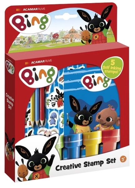Sæt af stempler og klistermærker Bing Bunny i æske 18x25x3,5cm