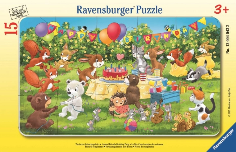 Ravensburger puslespil Fødselsdagsfest med dyrevenner 15 brikker