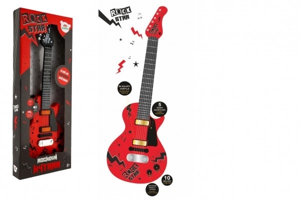 Elektrisk Guitar ROCK STAR plast 58cm med batterier, lyd og lys i boks 24x62x5,5cm