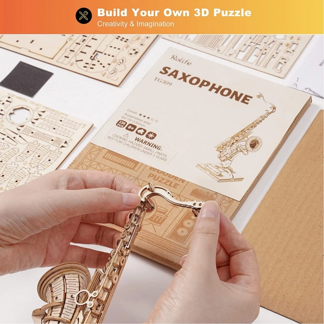 Saxofon - 3D træbyggeklods