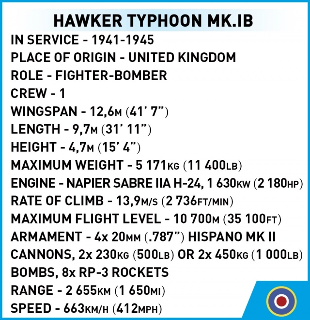 Byggeklodser Hawker Typhoon Mk.1B