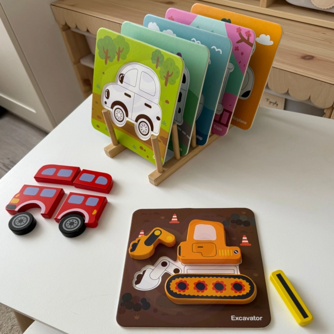 Woopie træpuslespil køretøjer Montessori FSC