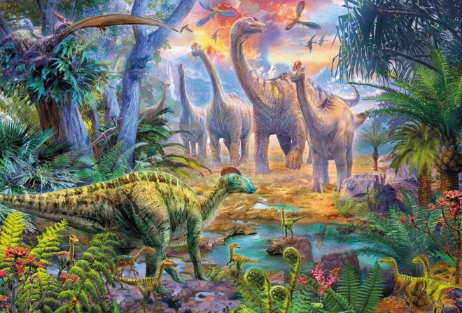 SCHMIDT Puslespil Dinosaurer 4i1 i metalkuffert (60,60,100,100 brikker)