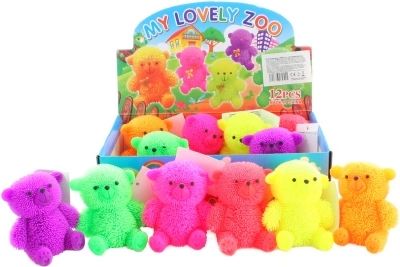Pjusket lysende bamse 12/pk