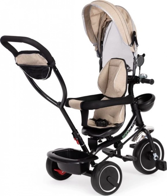 ECOTOYS Trecykel med tag og styrestang beige