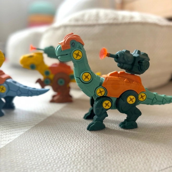 Woopie samlesæt dinosaurer til samling af 3 stk bygningssæt med kuffert og boremaskine med skruetrækker