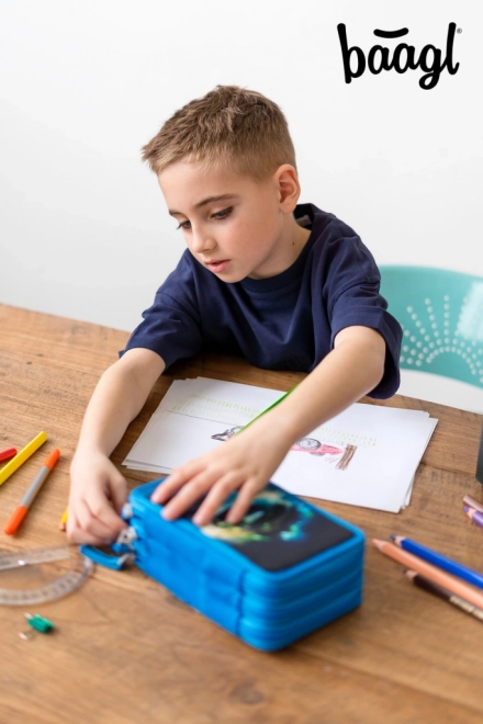 BAAGL Skole pennal tre-etagers Racerbil