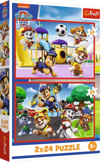 Puslespil 2×24 Hundedag med sjov – PAW PATROL fra Trefl