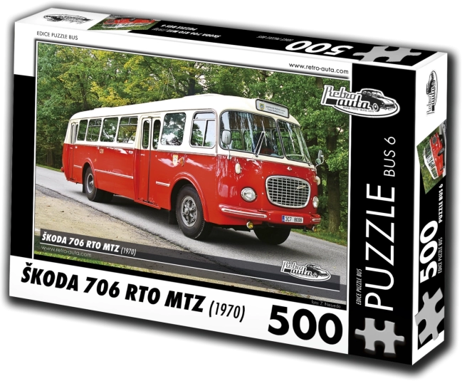 Puslespil RETRO-BILER Škoda 706 RTO MTZ 500 brikker
