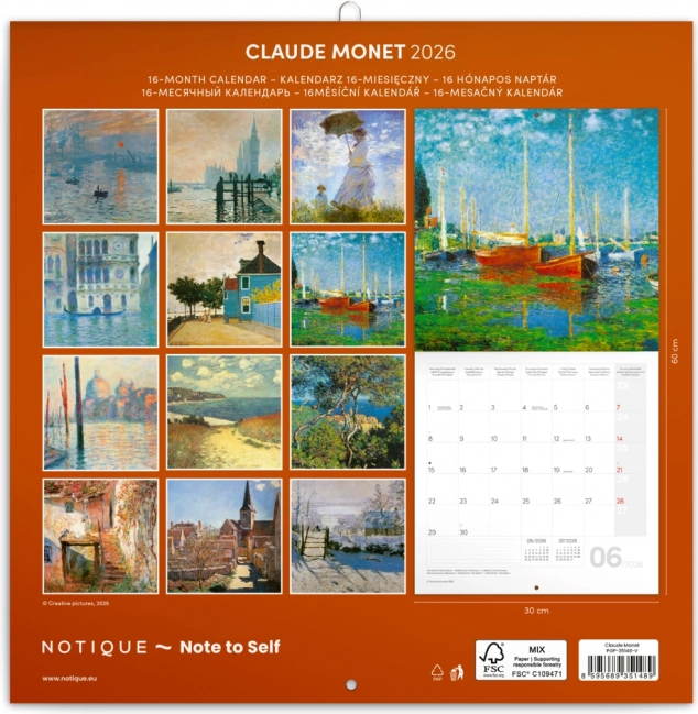 Notatkalender Claude Monet 2026, 30 x 30 cm