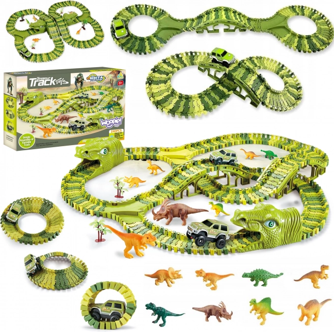 Dinosaur kapløbsbane med bil og figurer