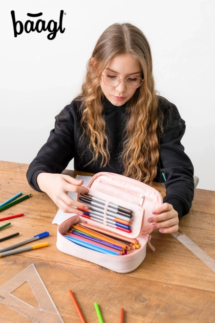 Skole penalhus Etui Cremefarvet