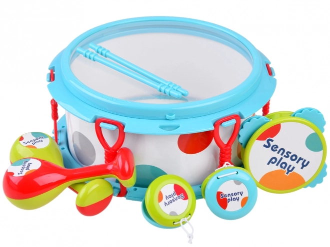 Sæt af musikinstrumenter tromme maracas