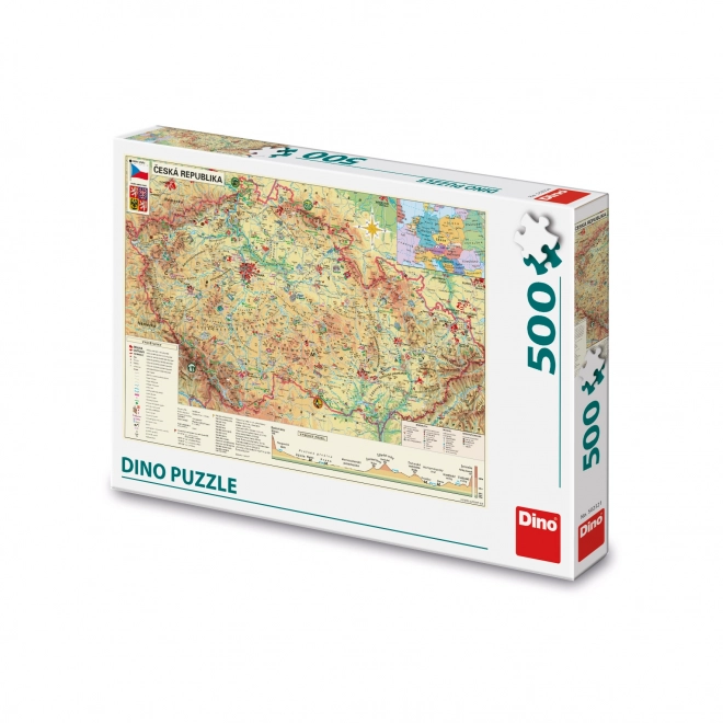 Puslespil Kort over Tjekkiet - 500 brikker
