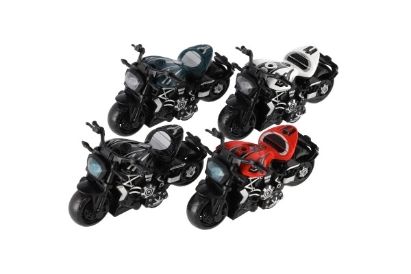 Motorcykel metal/plast 10 cm til tilbagespænding mix farver