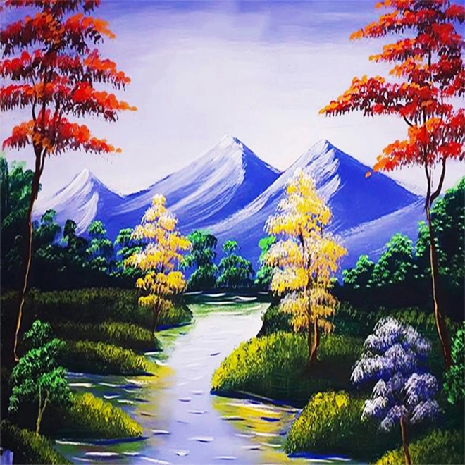 Diamantmaling Bjergbæk 30x40 cm