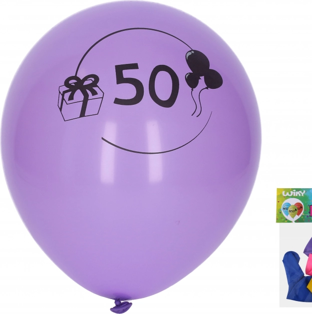 Balloner 30 cm med tallet 50, farvemix – sæt med 5 stk