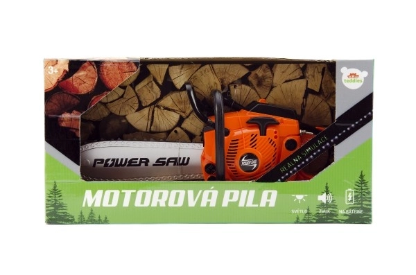 Motorsav plast 40cm på batteri med lyd i kasse 42x21,5x11cm