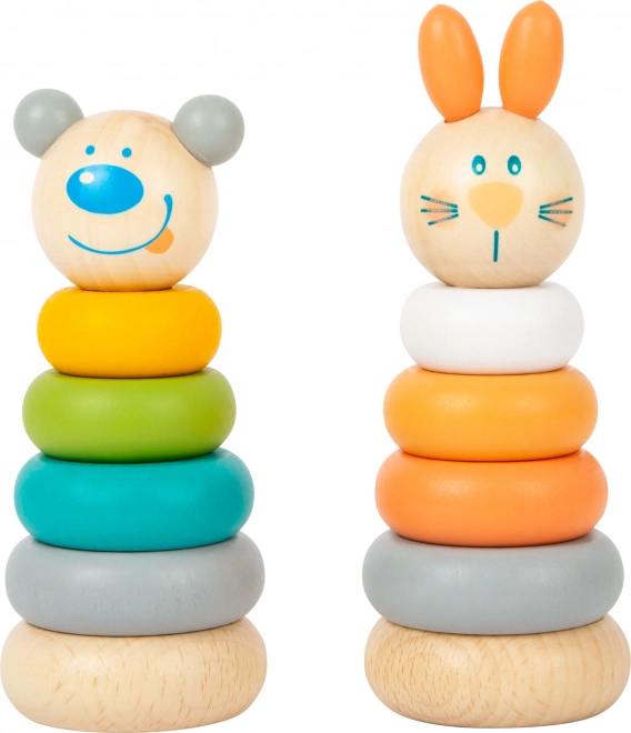 SMALL FOOT pastel stabeltårn – træ-sæt kanin og bjørn