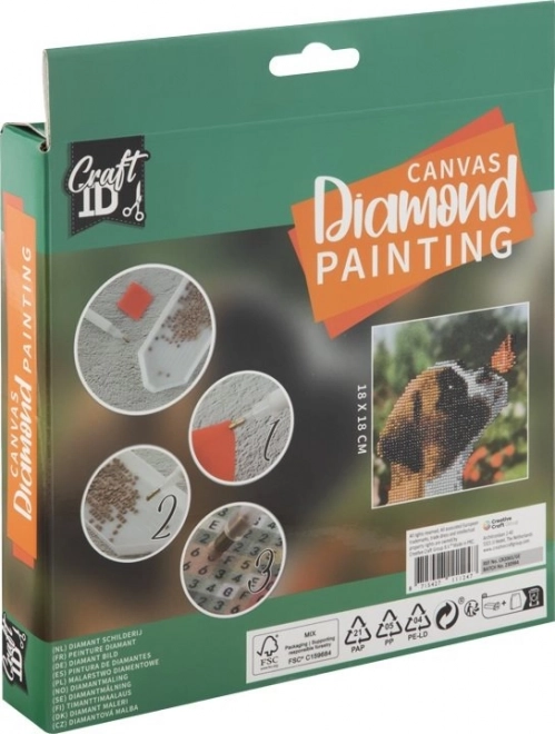Grafix Diamantmaling Hundehvalp 18x18 cm