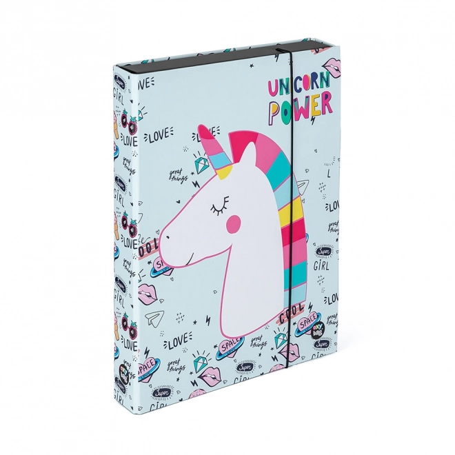 Boks til notesbøger i A4 Jumbo format med Unicorn motiv