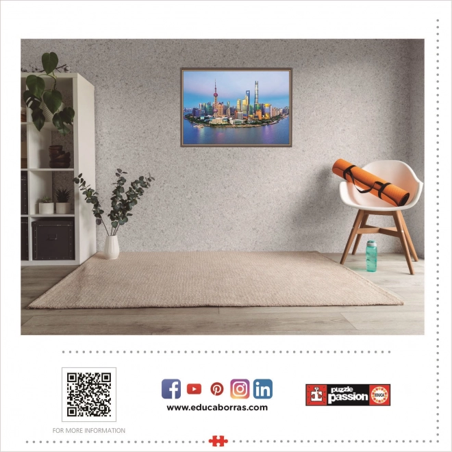 Educa Puzzle Panorama Shanghai ved solnedgang 1000 brikker