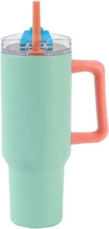 Stor termokop med sugerør – grøn 1200 ml