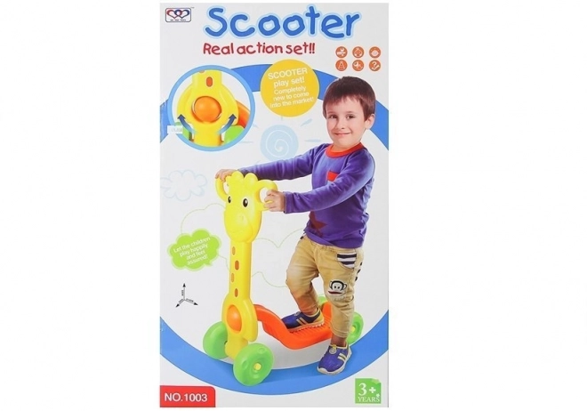 Børnescooter 4 hjul giraf gul