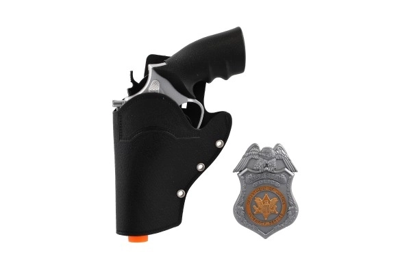 Politiserie til børn: revolver med hylster og badge