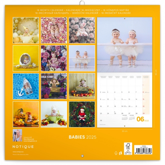 Notekalender Babies – Věra Zlevorová 2025, 30 × 30 cm