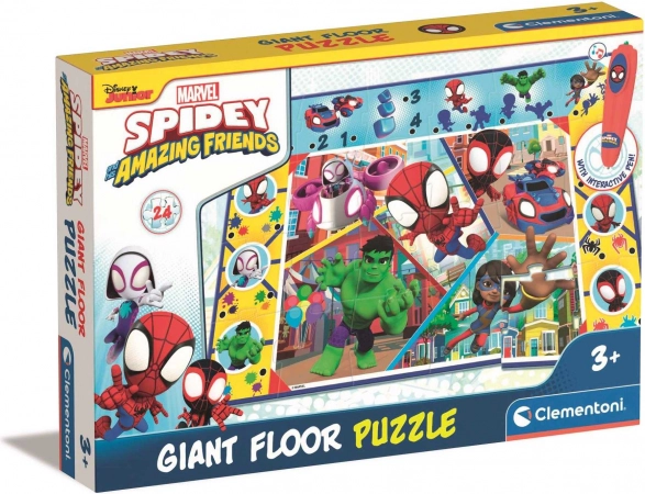 CLEMENTONI Gulvpuslespil med interaktiv pen Spidey og hans fantastiske venner 24 brikker