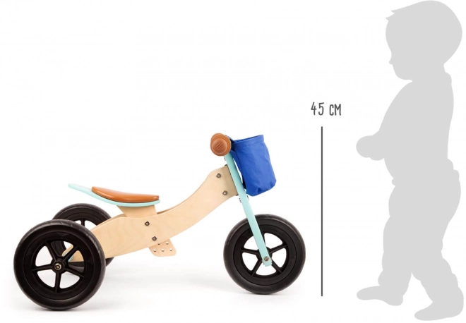 Træ balancecykel Maxi turkis til børn 2-i-1