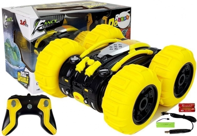 amfibisk dobbeltsidet RC-stuntbil 1:24 gul