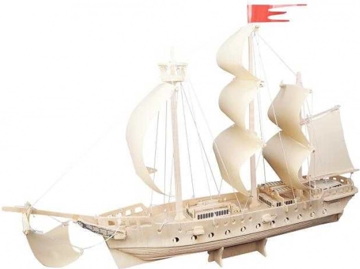 Woodcraft træ 3D-puslespil sejlbåd – natur