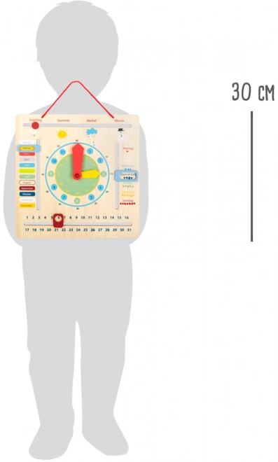 Læringskalender med ur til børn på tysk