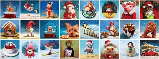 Adventskalender med puslespil Eurographics 24 x 50 stykker – Julemotiver af dyr