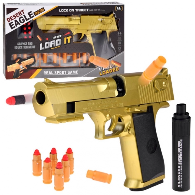Børnelegepistol med skumammunition og lyddæmper