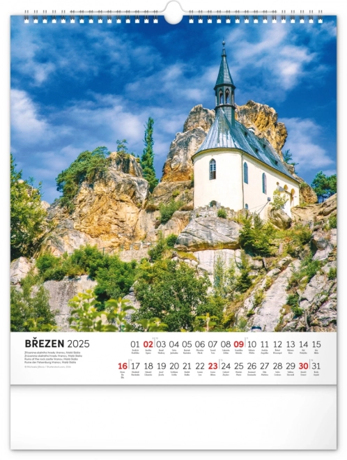 NOTIQUE Vægkalender Tjekkiet 2025, 30 x 34 cm