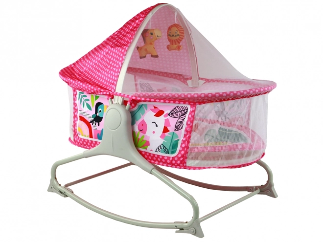 Multifunktionel Baby Seng med Vugge 2i1 i Pink Farve
