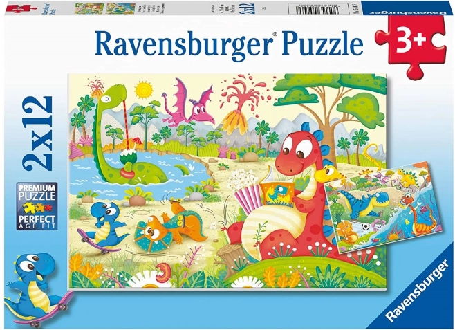 RAVENSBURGER puslespil populære dinosaurer 2×12 brikker