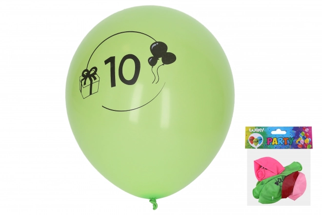 Oppustelig ballon 30 cm med tallet 10 - sæt med 5 stykker