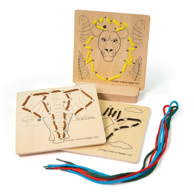 Bigjigs Toys Snøre efter Tal Vilde Dyr