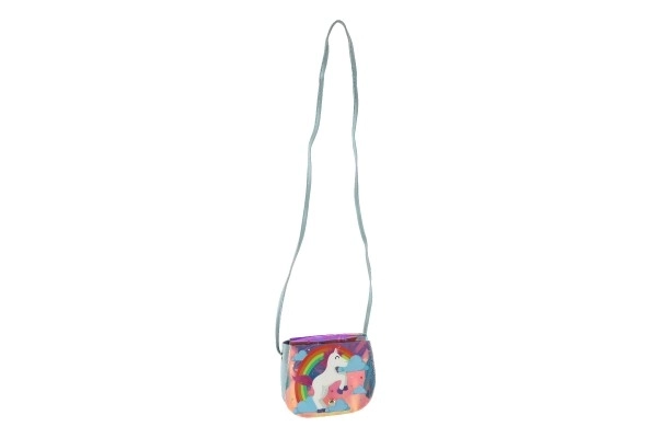 Taske/regnbue enhjørning plast 4 farver i pose 17x15x3cm